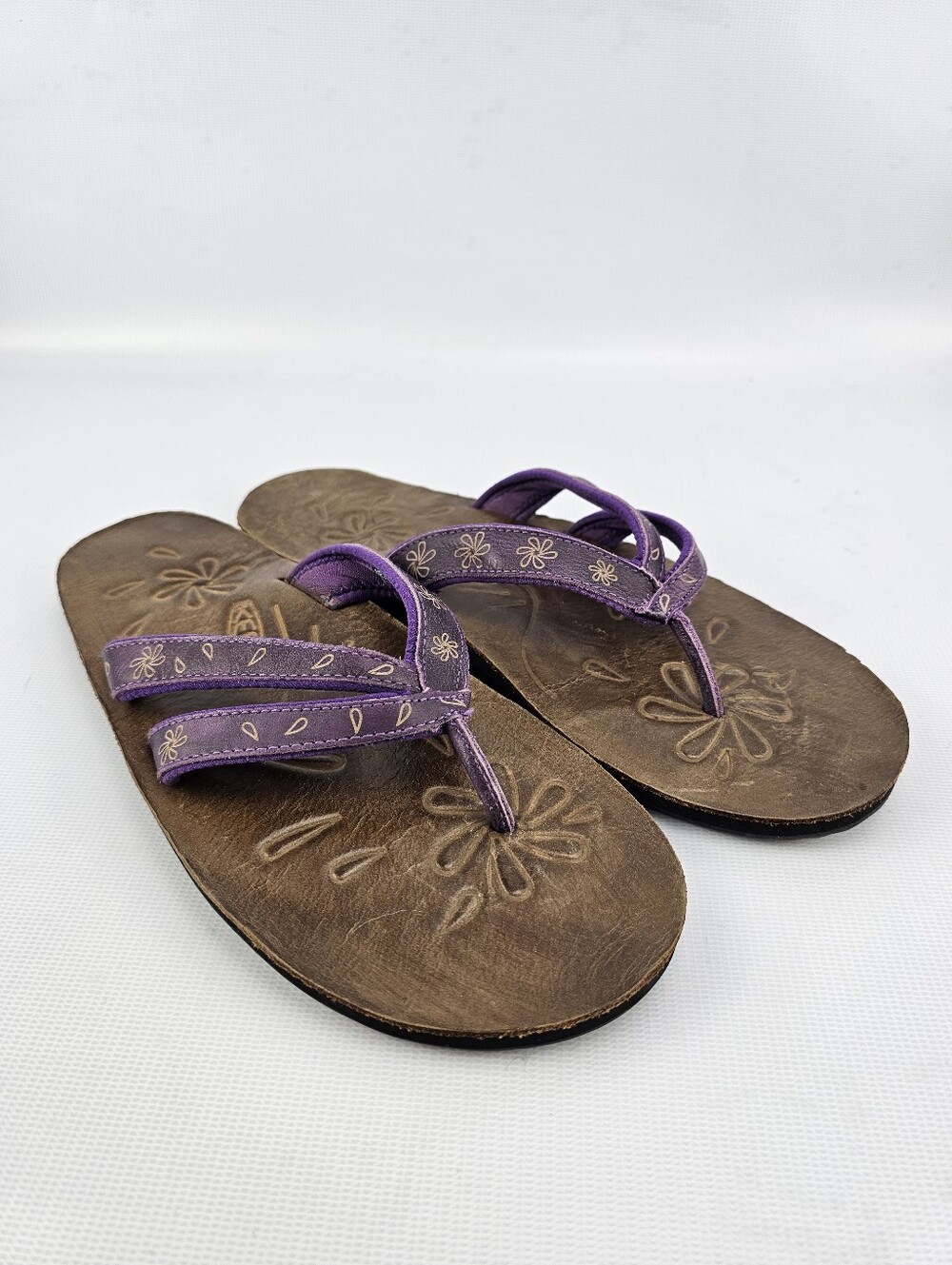 KEEN Leather Thong Flip-flop Sandals Purple Floral Women's Size 11